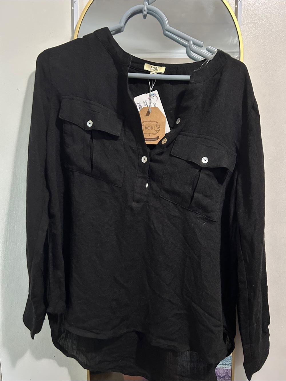 Kori Black Women's Button-Front Long-Sleeve Shirt
